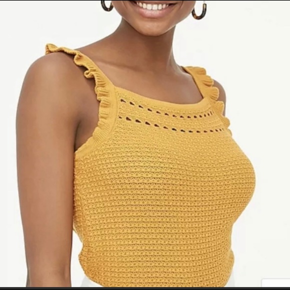 J CREW Ruffle Trim Sweater Tank | Gold | Mustard - Picture 2 of 12